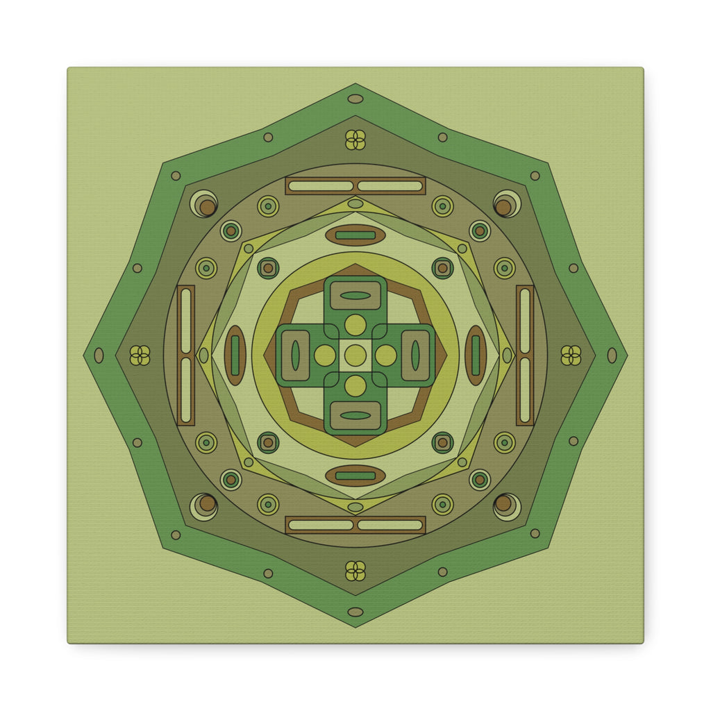 Sage Green Geometric Canvas Wall Art | Retro Abstract Square Print
