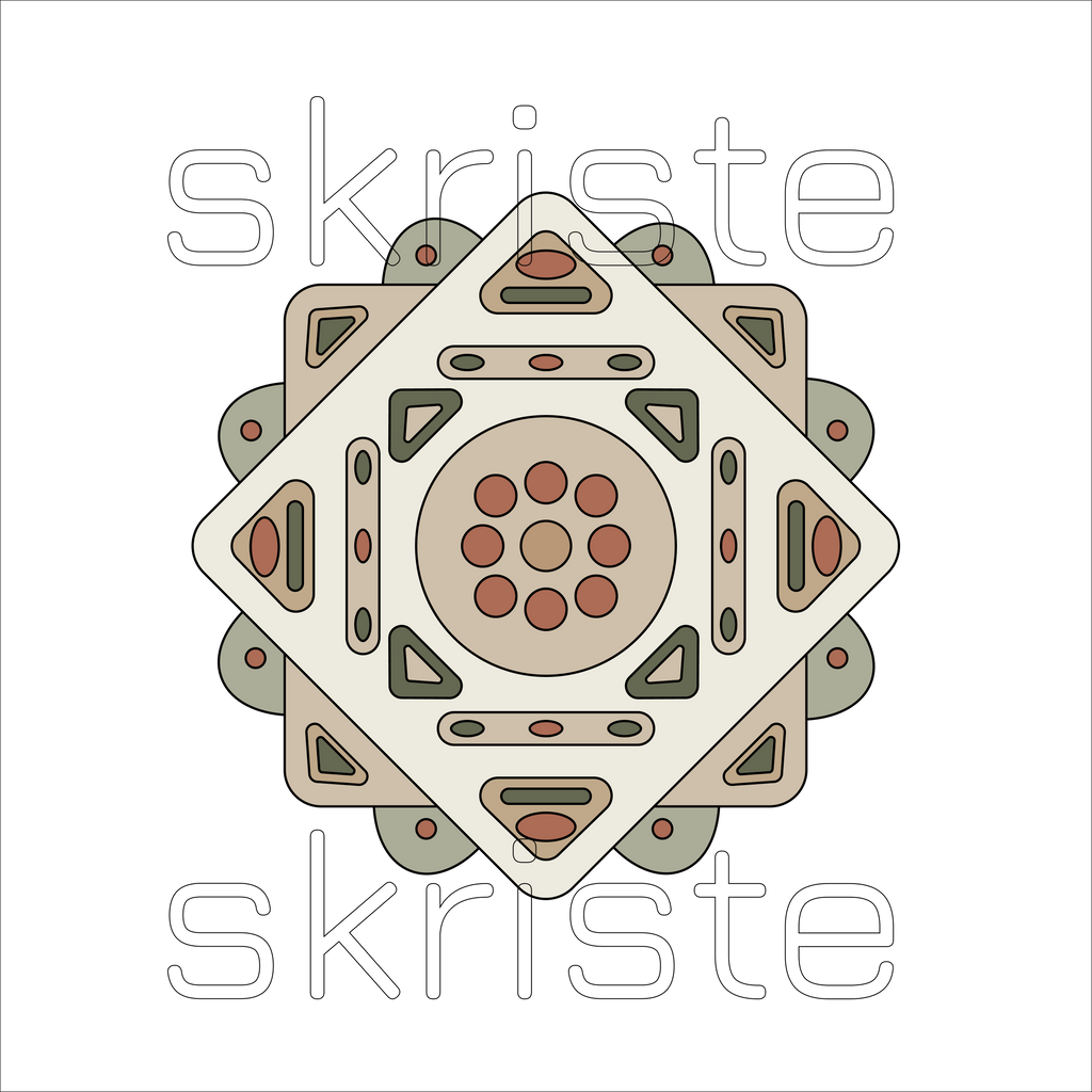 Geometric wall art with layered diamond and circle motifs in sage, terracotta and cream, transparent background