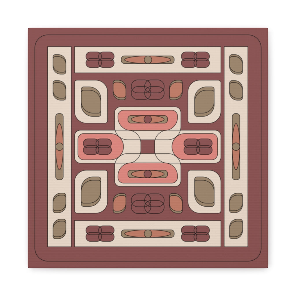 Decorative rug with geometric pattern on a white background