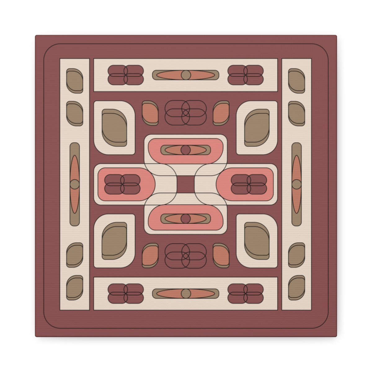 Decorative rug with geometric pattern on a white background