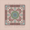 Dusty rose, sage green, and muted blue geometric wall art design on a soft blush background