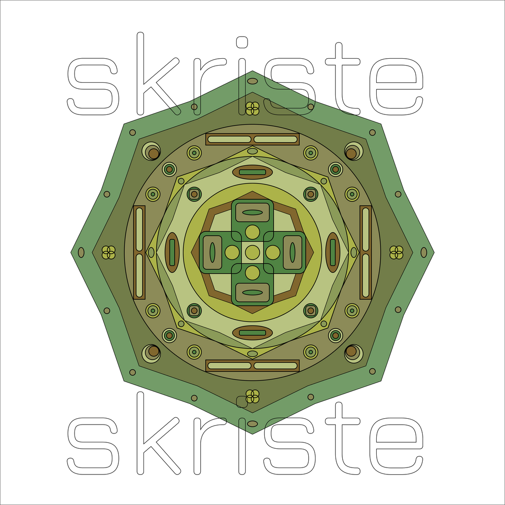 Green geometric wall art design in olive and sage tones on a transparent background
